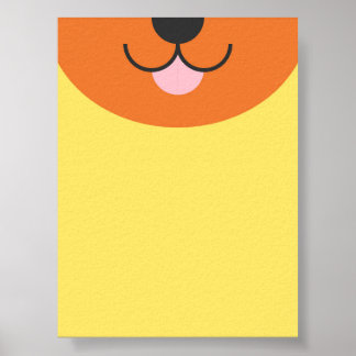 Schattige Half Face Dog Cartoon – Speelse 2D Flat Poster