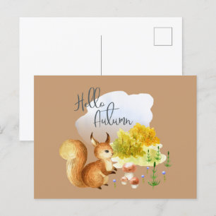 schattige hallo Ausun-eekhoorn Briefkaart