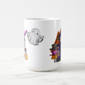 SCHATTIGE HALLOEEN GRAY CAT GHOST HAUNTED HUUSE KOFFIEMOK (Center)