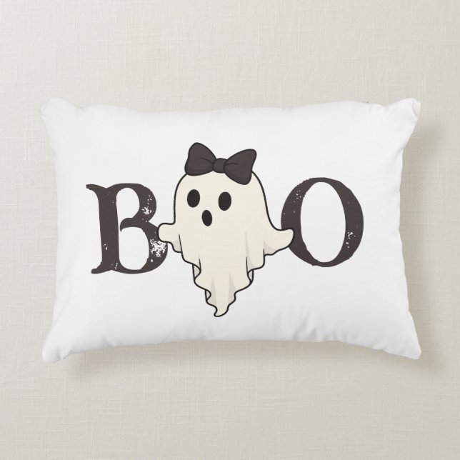 Schattige Halloween Accent Pillow - Boo Ghost met  Kussen (Voorkant)