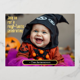 Schattige Halloween Baby Folie Uitnodiging Briefkaart