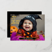 Schattige Halloween Baby Folie Uitnodiging Briefkaart (Voorkant / Achterkant)