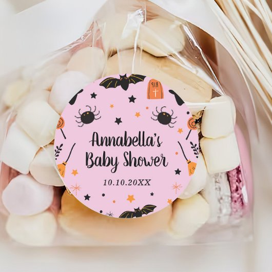 Schattige Halloween Baby shower Favor Ronde Sticker