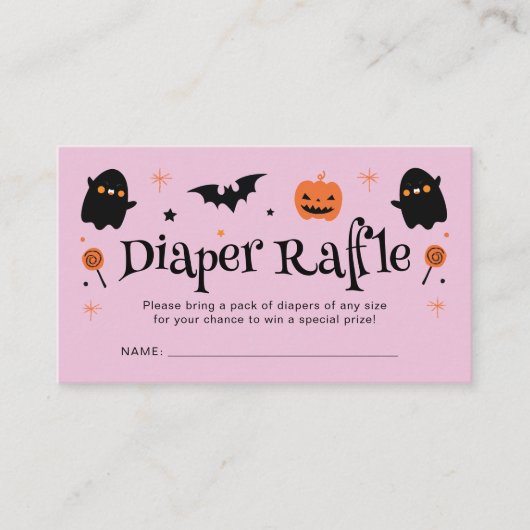 Schattige Halloween Baby shower Luier Raffle Informatiekaartje (Voorkant)