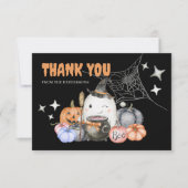 Schattige Halloween Baby shower pompoen Little Boo Bedankkaart (Voorkant)