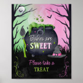 Schattige Halloween Baby shower Sweets Sign Poster (Voorkant)