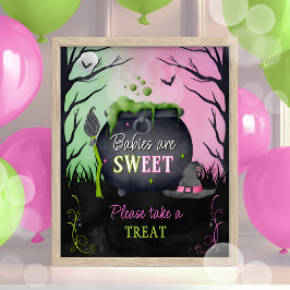 Schattige Halloween Baby shower Sweets Sign Poster