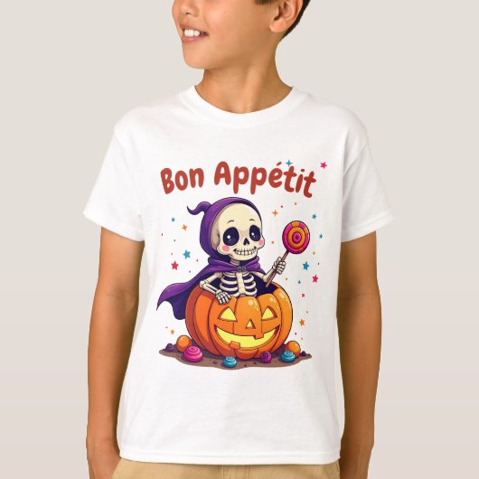 Schattige Halloween baby skelet pompoen T-shirt (Voorkant)