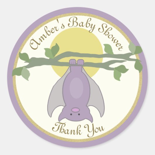 Schattige Halloween Bat Baby shower Ronde Sticker (Voorkant)