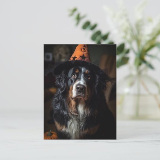 Schattige Halloween Berner Berghond Briefkaart (Staand voorkant)