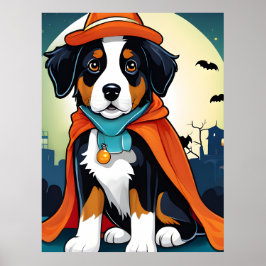 Schattige Halloween Berner Berghond Poster
