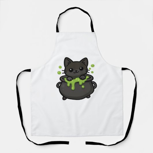 Schattige Halloween Black Cat Classic T-shirt Schort (Voorkant)