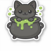 Schattige Halloween Black Cat Classic T-shirt Sticker (Voorkant)