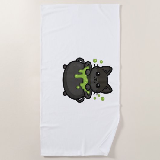 Schattige Halloween Black Cat Classic T-shirt Strandlaken (Voorkant)