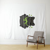 Schattige Halloween Black Cat Classic T-shirt Wandkleed (In Situ (horizontaal))