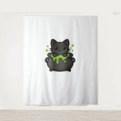 Schattige Halloween Black Cat Classic T-shirt Wandkleed (Voorkant)