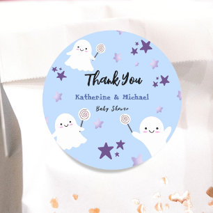 Schattige Halloween Blauwe Jongen Baby Shower Ronde Sticker