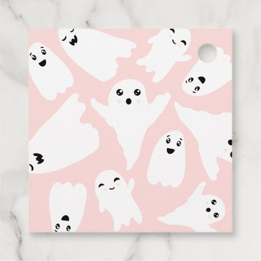 Schattige Halloween boe geesten roze baby shower Bedankjes Labels (Achterkant)