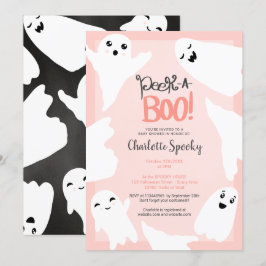 Schattige Halloween boe geesten roze baby shower Kaart