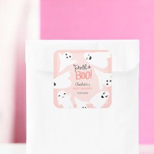 Schattige Halloween boe geesten roze baby shower Vierkante Sticker