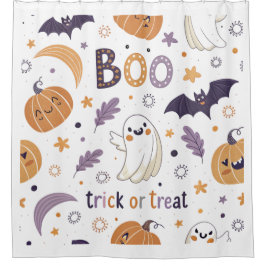 "Schattige Halloween Boo Geest & Pompoen Gordijn
