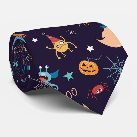 Schattige Halloween Boo Monsters Geesten Spinnen P Stropdas (Opgerold)