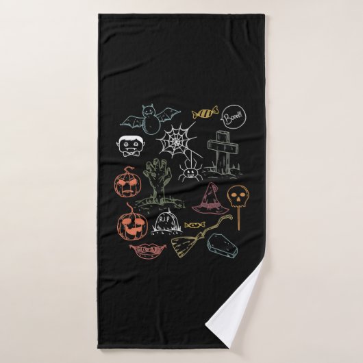 Schattige Halloween Boo Pompoen Badhanddoek (Badhanddoek)
