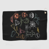 Schattige Halloween Boo Pompoen Golfhanddoek (Horizontaal)