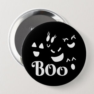 Schattige Halloween BOO Zwarte en Witte Geest Ronde Button 4,0 Cm