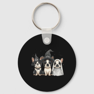 Schattige Halloween Boston Terrier Honden Heksenho Sleutelhanger