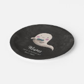 Schattige Halloween Bow Stropdas Ghost Verjaardags Papieren Bordje (Gekanteld)