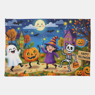 Schattige Halloween Buurtfeest Spoken Heksen Theedoek