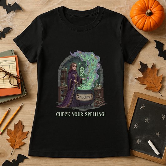 Schattige Halloween cadeau voor docenten Spell-Che T-shirt
