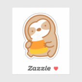 Schattige Halloween Candy Corn Sloth Sticker (Vel)