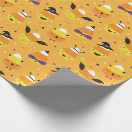Schattige Halloween Candy Corns in oranje kostuum Cadeaupapier