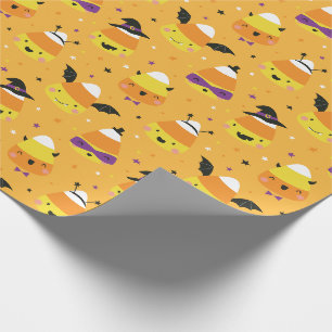 Schattige Halloween Candy Corns in oranje kostuum Cadeaupapier