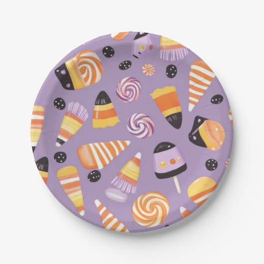 Schattige Halloween Candycorn Pattern Papieren Bordje (Voorkant)