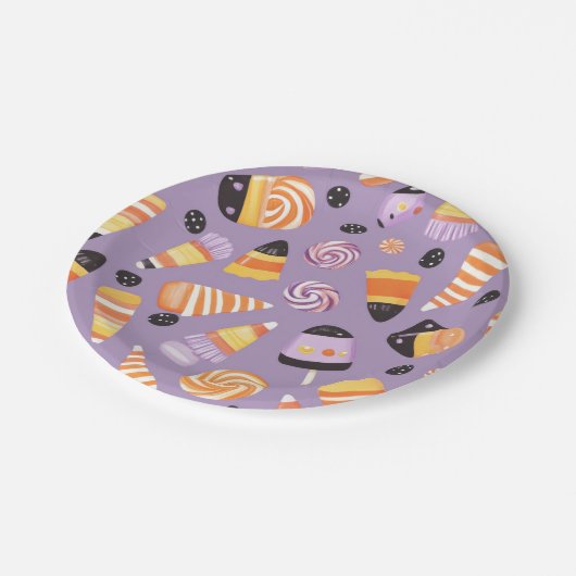 Schattige Halloween Candycorn Pattern Papieren Bordje (Gekanteld)
