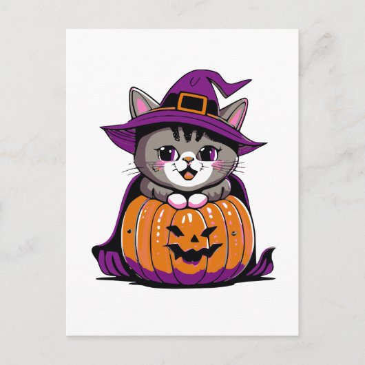 Schattige Halloween Cat Briefkaart (Voorkant)