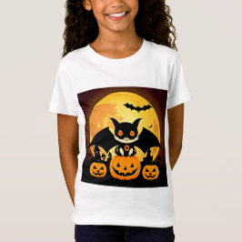 Schattige Halloween Cat-personage met pompoenen T-shirt