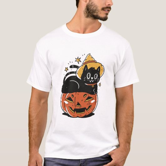 Schattige Halloween Cat T-shirt (Voorkant)