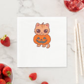 Schattige Halloween Cat T-shirt – Twee Kawaii Cats Servet (Insitu)