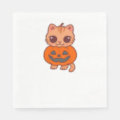 Schattige Halloween Cat T-shirt – Twee Kawaii Cats Servet (Voorkant)