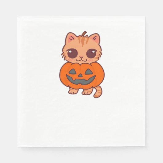 Schattige Halloween Cat T-shirt – Twee Kawaii Cats Servet (Voorkant)