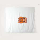 Schattige Halloween Cat T-shirt – Twee Kawaii Cats Wandkleed (Voorkant (horizontaal))