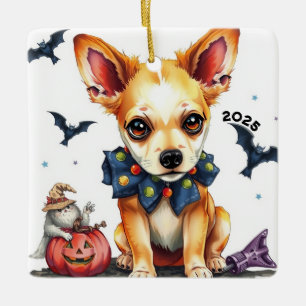 Schattige Halloween Chihuahua Keramisch Ornament