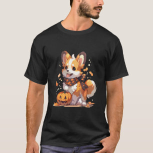 Schattige Halloween Corgi Hond Pompoen Kostuum Cor T-shirt