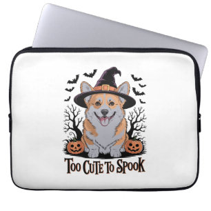 Schattige Halloween Corgi in Heksenhoed Laptop Sleeve