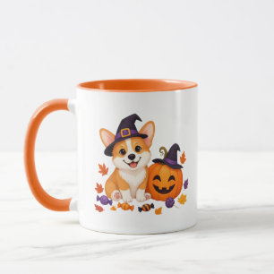 Schattige Halloween Corgi met Pompoen Mok