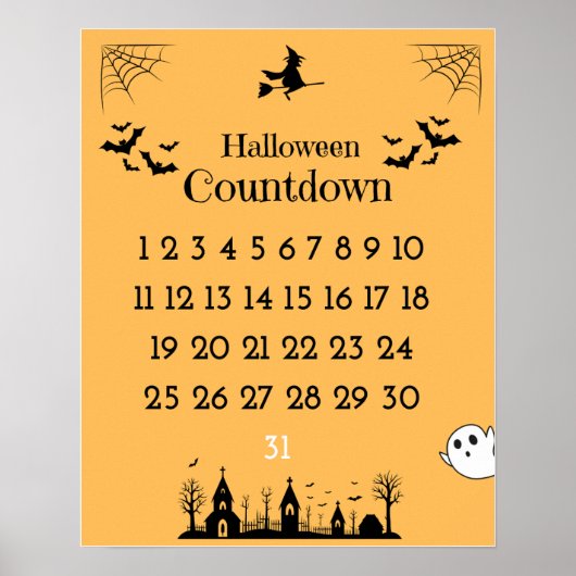 Schattige Halloween Countdown Poster (Voorkant)
